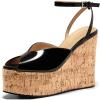 imageCoutgo Womens Platform Wedge Sandals Cork Dressy Peep Toe Ankle Buckle Strap High Heels Summer ShoesBlack