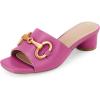 imageCoutgo Womens Slide Sandals Square Open Toe Slip on Comfortable Mules Block Low Heel Metal Chain Dressy ShoesFuchsia