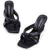 imageCoutgo Womens Thong Heels Mules Square Toe Heeled Flip Flops Mule Sexy Stiletto Dress Party SandalsBlack