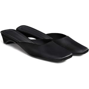 imageCoutgo Womens Mules Low Kitten Heels Closed Square Toe Slip On Backless Dress ShoesBlack