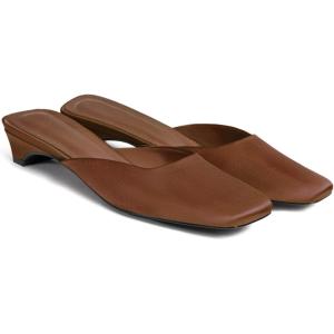 imageCoutgo Womens Mules Low Kitten Heels Closed Square Toe Slip On Backless Dress ShoesCoffee