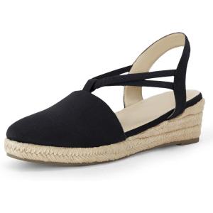 imageCoutgo Womens Platform Wedge Espadrille Sandals Slingback Slip on Closed Toe Strap ShoesBlack