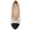 imageCoutgo Womens Cap Toe Ballet Flats Bow Pointed Toe Slip On Office Work Comfort Dress Party Flat ShoesBeige