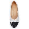 imageCoutgo Womens Cap Toe Ballet Flats Bow Pointed Toe Slip On Office Work Comfort Dress Party Flat ShoesSilver