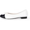 imageCoutgo Womens Cap Toe Ballet Flats Bow Pointed Toe Slip On Office Work Comfort Dress Party Flat ShoesWhite
