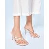 imageCoutgo Womens Heeled Sandals Strappy Square Toe Flip Flops Fashion Thong Slip on Stiletto SandalsBeige