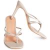 imageCoutgo Womens Heeled Sandals Strappy Square Toe Flip Flops Fashion Thong Slip on Stiletto SandalsBeige