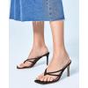 imageCoutgo Womens Heeled Sandals Strappy Square Toe Flip Flops Fashion Thong Slip on Stiletto SandalsBlack