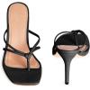 imageCoutgo Womens Heeled Sandals Strappy Square Toe Flip Flops Fashion Thong Slip on Stiletto SandalsBlack