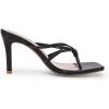 imageCoutgo Womens Heeled Sandals Strappy Square Toe Flip Flops Fashion Thong Slip on Stiletto SandalsBlack