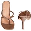 imageCoutgo Womens Heeled Sandals Strappy Square Toe Flip Flops Fashion Thong Slip on Stiletto SandalsBrown