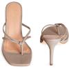 imageCoutgo Womens Heeled Sandals Strappy Square Toe Flip Flops Fashion Thong Slip on Stiletto SandalsKhaki