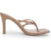 imageCoutgo Womens Heeled Sandals Strappy Square Toe Flip Flops Fashion Thong Slip on Stiletto SandalsKhaki