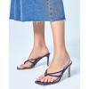 imageCoutgo Womens Heeled Sandals Strappy Square Toe Flip Flops Fashion Thong Slip on Stiletto SandalsNavy