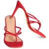 imageCoutgo Womens Heeled Sandals Strappy Square Toe Flip Flops Fashion Thong Slip on Stiletto SandalsRed