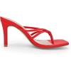 imageCoutgo Womens Heeled Sandals Strappy Square Toe Flip Flops Fashion Thong Slip on Stiletto SandalsRed