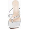 imageCoutgo Womens Heeled Sandals Strappy Square Toe Flip Flops Fashion Thong Slip on Stiletto SandalsSilver