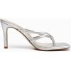 imageCoutgo Womens Heeled Sandals Strappy Square Toe Flip Flops Fashion Thong Slip on Stiletto SandalsSilver