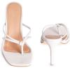 imageCoutgo Womens Heeled Sandals Strappy Square Toe Flip Flops Fashion Thong Slip on Stiletto SandalsWhite
