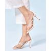 imageCoutgo Womens Heeled Sandals Strappy Square Toe Flip Flops Fashion Thong Slip on Stiletto SandalsWhite