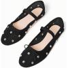 imageCoutgo Womens Mesh Ballet Flats Crystal Rhinestone Studded Comfortable Mary Jane Dress ShoesBlack