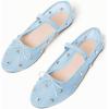 imageCoutgo Womens Mesh Ballet Flats Crystal Rhinestone Studded Comfortable Mary Jane Dress ShoesBlue