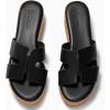 imageCoutgo Womens Platform Wedge Sandals Open Toe Slip On Slides Cork Heeled Cutout Comfortable Summer ShoesBlack