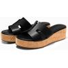imageCoutgo Womens Platform Wedge Sandals Open Toe Slip On Slides Cork Heeled Cutout Comfortable Summer ShoesBlack