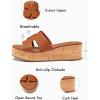 imageCoutgo Womens Platform Wedge Sandals Open Toe Slip On Slides Cork Heeled Cutout Comfortable Summer ShoesBrown