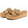 imageCoutgo Womens Platform Wedge Sandals Open Toe Slip On Slides Cork Heeled Cutout Comfortable Summer ShoesCoffee