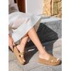 imageCoutgo Womens Platform Wedge Sandals Open Toe Slip On Slides Cork Heeled Cutout Comfortable Summer ShoesCoffee