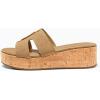 imageCoutgo Womens Platform Wedge Sandals Open Toe Slip On Slides Cork Heeled Cutout Comfortable Summer ShoesCoffee