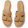 imageCoutgo Womens Platform Wedge Sandals Open Toe Slip On Slides Cork Heeled Cutout Comfortable Summer ShoesCoffee