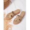 imageCoutgo Womens Platform Wedge Sandals Open Toe Slip On Slides Cork Heeled Cutout Comfortable Summer ShoesKhaki