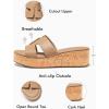 imageCoutgo Womens Platform Wedge Sandals Open Toe Slip On Slides Cork Heeled Cutout Comfortable Summer ShoesKhaki