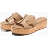 imageCoutgo Womens Platform Wedge Sandals Open Toe Slip On Slides Cork Heeled Cutout Comfortable Summer ShoesKhaki