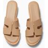 imageCoutgo Womens Platform Wedge Sandals Open Toe Slip On Slides Cork Heeled Cutout Comfortable Summer ShoesKhaki
