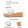 imageCoutgo Womens Platform Wedge Sandals Open Toe Slip On Slides Cork Heeled Cutout Comfortable Summer ShoesWhite