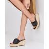 imageCoutgo Womens Wedge Platform Espadrille Slide Sandals Slip On Open Toe High Heels Buckle Casual Summer ShoesBlack