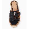 imageCoutgo Womens Wedge Platform Espadrille Slide Sandals Slip On Open Toe High Heels Buckle Casual Summer ShoesBlack