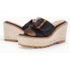 imageCoutgo Womens Wedge Platform Espadrille Slide Sandals Slip On Open Toe High Heels Buckle Casual Summer ShoesBlack
