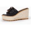 imageCoutgo Womens Wedge Platform Espadrille Slide Sandals Slip On Open Toe High Heels Buckle Casual Summer ShoesBlack