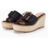 imageCoutgo Womens Wedge Platform Espadrille Slide Sandals Slip On Open Toe High Heels Buckle Casual Summer ShoesBlack