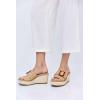 imageCoutgo Womens Wedge Platform Espadrille Slide Sandals Slip On Open Toe High Heels Buckle Casual Summer ShoesKhaki