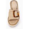 imageCoutgo Womens Wedge Platform Espadrille Slide Sandals Slip On Open Toe High Heels Buckle Casual Summer ShoesKhaki
