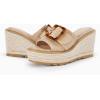imageCoutgo Womens Wedge Platform Espadrille Slide Sandals Slip On Open Toe High Heels Buckle Casual Summer ShoesKhaki