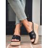 imageCoutgo Womens Wedge Sandals Platform Espadrille Heels Open Toe Strappy Slip On Casual Summer Slide ShoesBlack