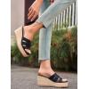 imageCoutgo Womens Wedge Sandals Platform Espadrille Heels Open Toe Strappy Slip On Casual Summer Slide ShoesBlack