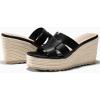 imageCoutgo Womens Wedge Sandals Platform Espadrille Heels Open Toe Strappy Slip On Casual Summer Slide ShoesBlack