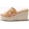 imageCoutgo Womens Wedge Sandals Platform Espadrille Heels Open Toe Strappy Slip On Casual Summer Slide ShoesLight Brown